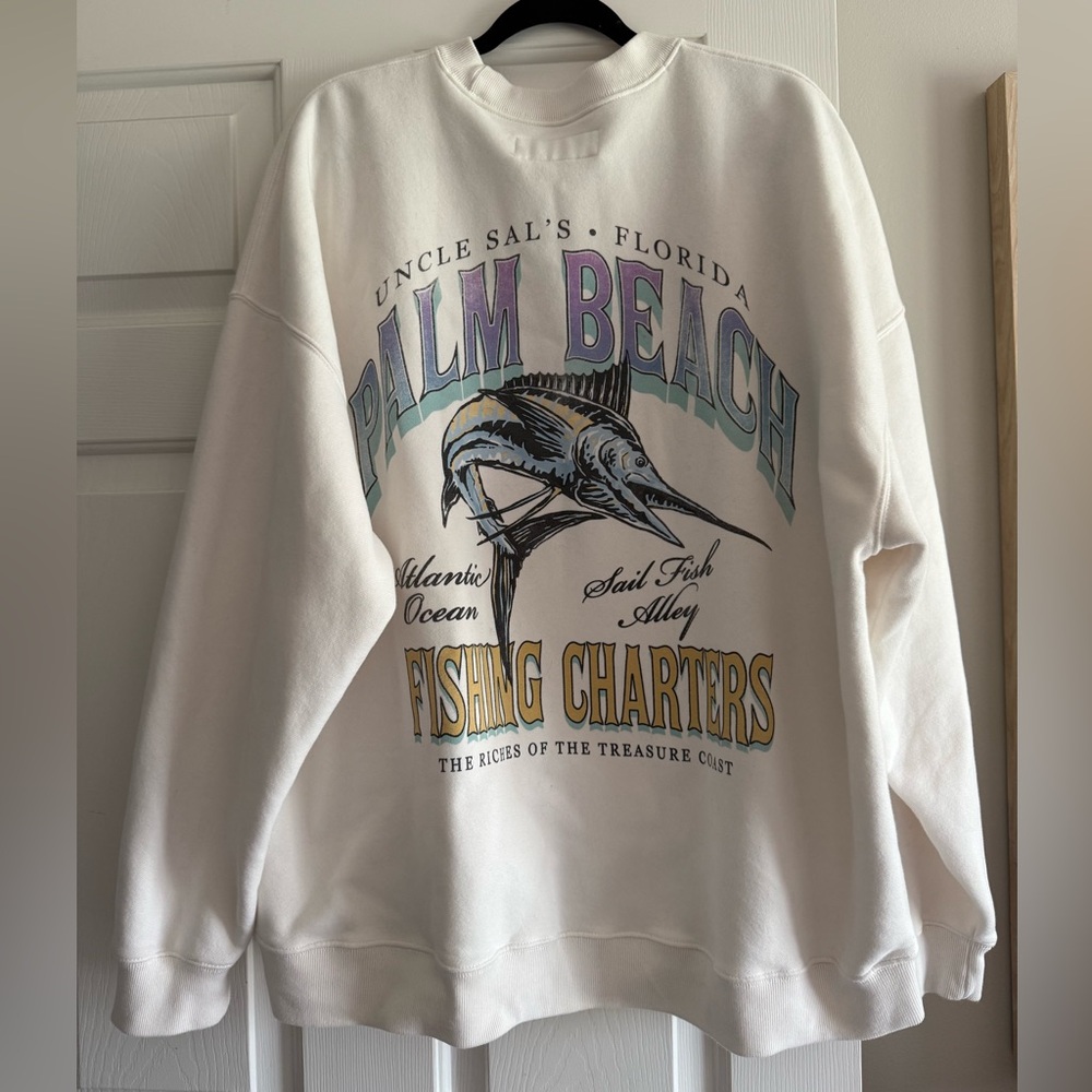 Abercrombie & Fitch Off-White Men's Crewneck Sweatshirt - Picture 2 of 4